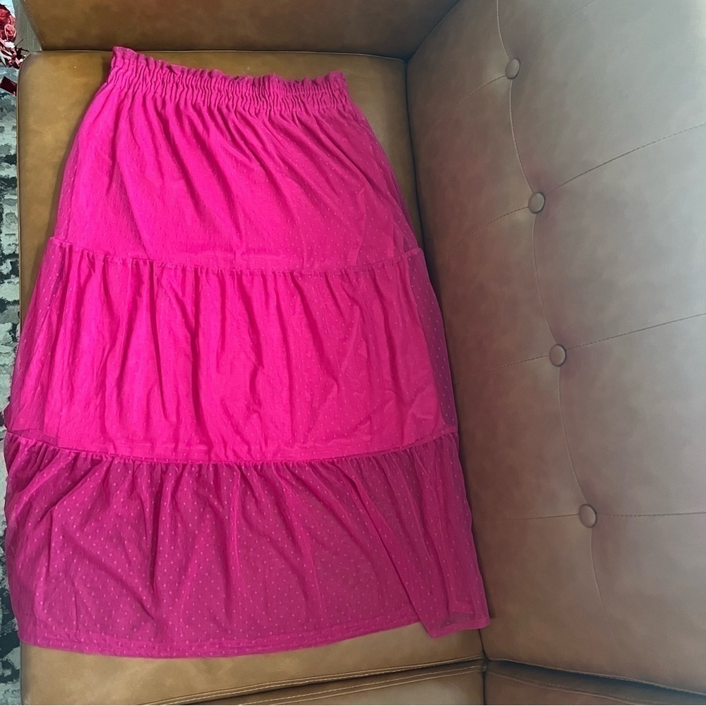 Lauren Conrad Women’s XS Barbie Midi Tiered Hot Pink Classic Dotted Tulle Skirt - Picture 4 of 9
